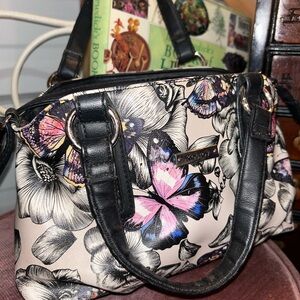 Chic Butterfly Print Satchel/Crossbody by XOXO